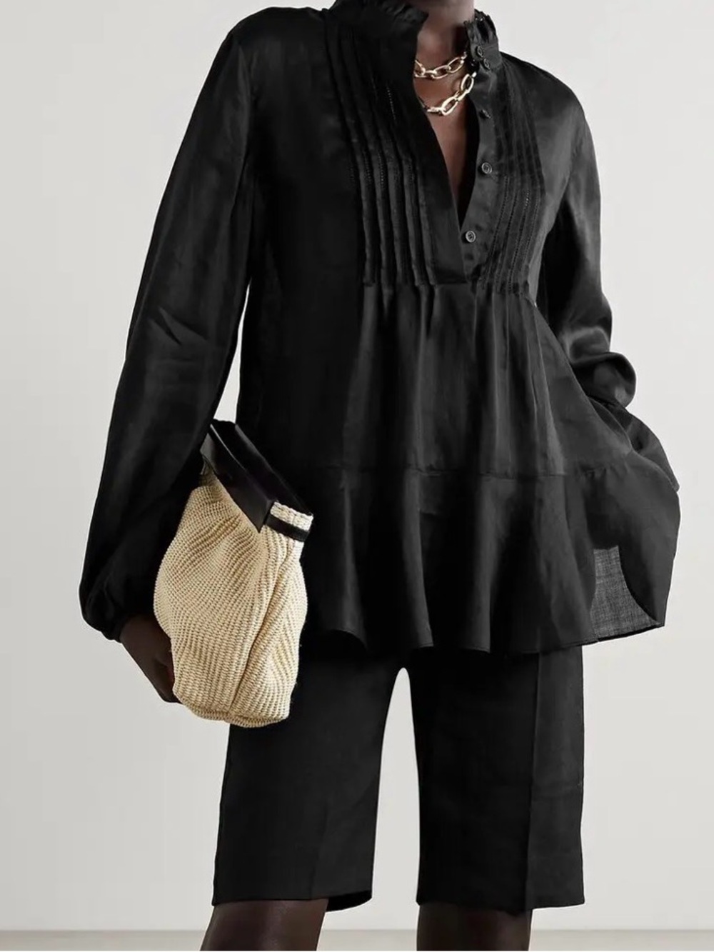 LAFAYETTE 148 NEW YORK  Raines Ruffled Ramie And Tencel Lyocell-Blend Blouse Med